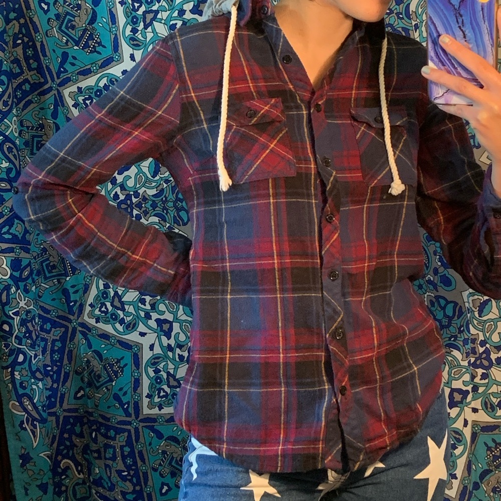 RUE 21 HIPSTER FLANNEL WITH HOOD